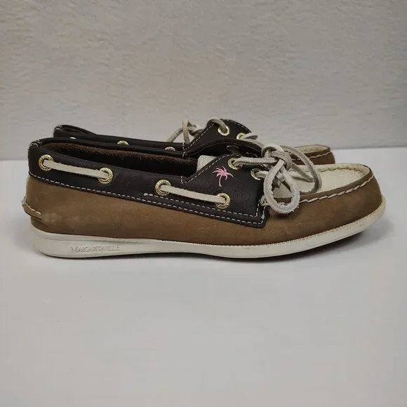 Margaritaville Leather Boat Shoes Womens sz 6 - Picture 3 of 11